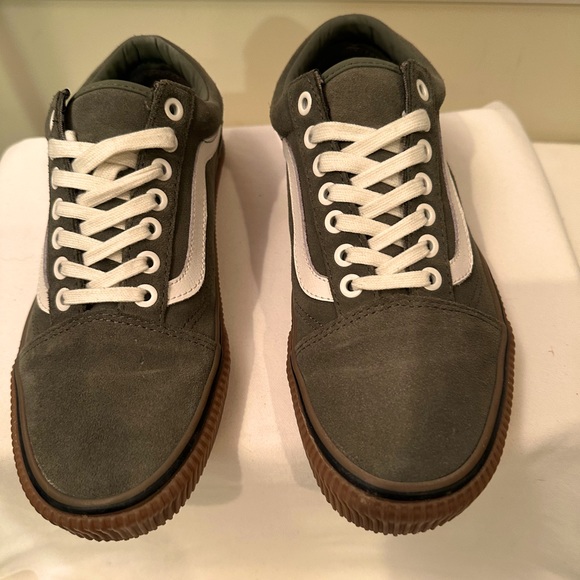 Vans Shoes - VANS women green suede with white trim leather on the sides. Worn once.